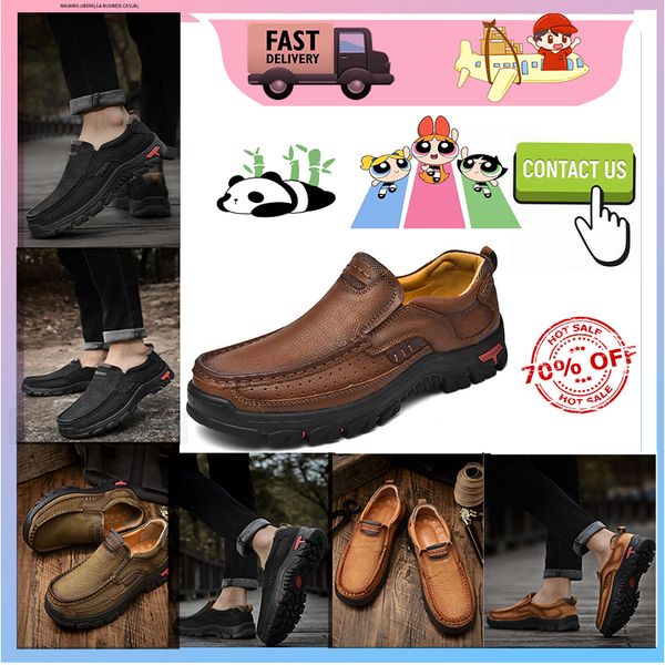 Designer casual sapatos de couro de plataforma para homens mocassins de couro genuíno moda estilo francês anti desgaste-resistente sapatos de negócios tamanho 38-48