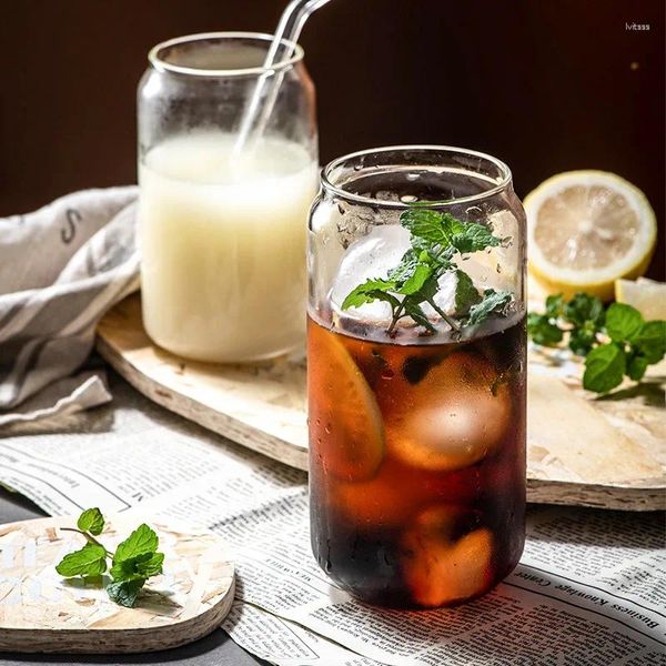 Bicchieri da vino Tazza di vetro creativa Bevanda fredda Lattina di coca cola Succo di latte Tazze minimaliste trasparenti Tazze da caffè