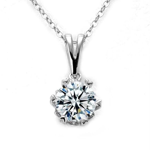 Ketten D Farbe VVS1 Moissanit Halskette 925 Sterling Silber 1 0Ct Runde Brillante Diamanten Solitaire Anhänger Für Frauen Schmuck2028