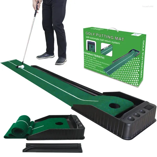 Учебные пособия для гольфа KOFULL Зеленый мини-коврик для гольфа с возвратом мяча для тренировок в помещении/на открытом воздухе, инструменты