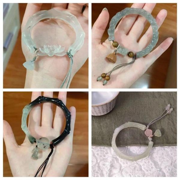 Бэнк -антикварный браслет лотос холод 58 мм прозрачные ручные украшения
