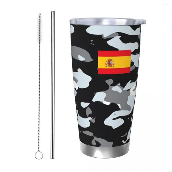 Bicchieri Tumbler stile militare mimetico urbano Bicchiere sottovuoto isolato Spagna Bandiera spagnola Tazza termica Tazze in acciaio inossidabile Bottiglia d'acqua 20 once