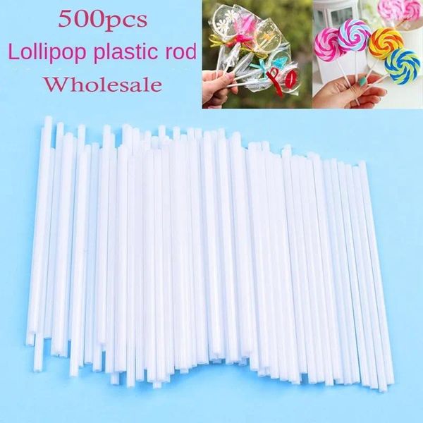 Pişirme kalıpları 500pcs 10/15cm toptan plastik lolipop çubuğu güvenli beyaz diy aksesuarları kek çikolatalı şeker şeker için kalıp