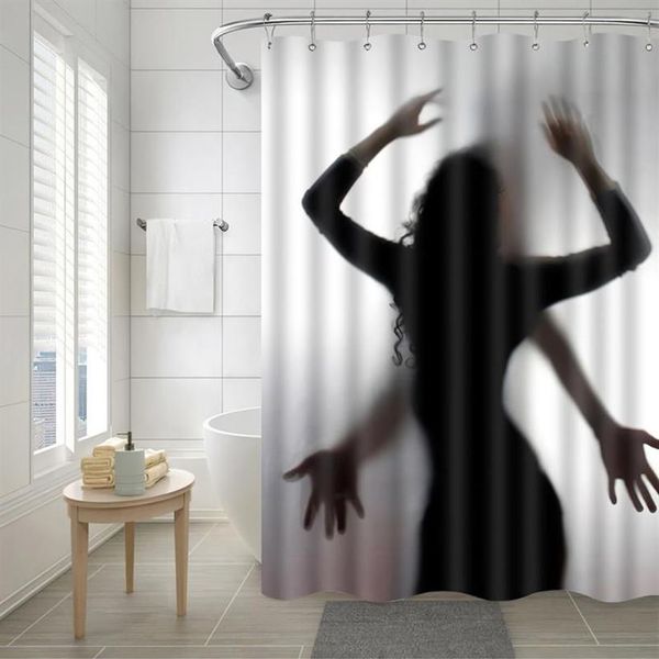 Tende da doccia Stampa digitale 3D Fodera per tende di Halloween con 12 ganci Design spesso per schermo impermeabile per bagno Restroom236U