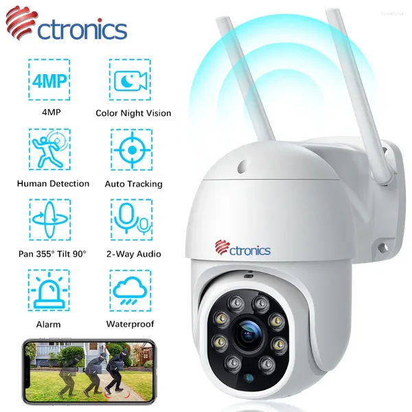 Ctronics 5mp wifi câmera ao ar livre ptz 360 segurança ip detecção humana rastreamento automático cctv 4mp 1080p visão noturna conversa bidirecional