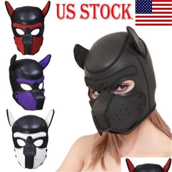 Máscaras de festa macio acolchoado borracha neoprene filhote de cachorro cosplay role play cão máscara fl cabeça com orelhas y200103263g gota entrega casa jardim fes dh5yo