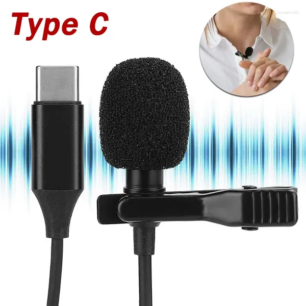 Microfones microfone para cantar podcast mini tipo c 3.5mm clipe lapela lapela microfone gravação de voz móvel pc portátil