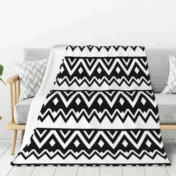 Coperte Coperta tribale geometrica bianca nera calda leggera morbida in peluche per camera da letto divano divano campeggio