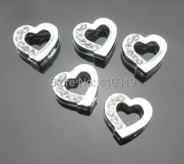 incanta Fascino mezzo dello scorrevole del cuore del Rhinestone di 100pcs/lot all'ingrosso 8mm