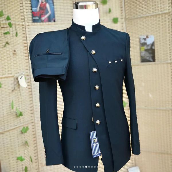 Ternos masculinos terno estilo africano 2 peça botão formal único breasted blazer casamento elegante conjunto masculino noivo smoking calças de festa