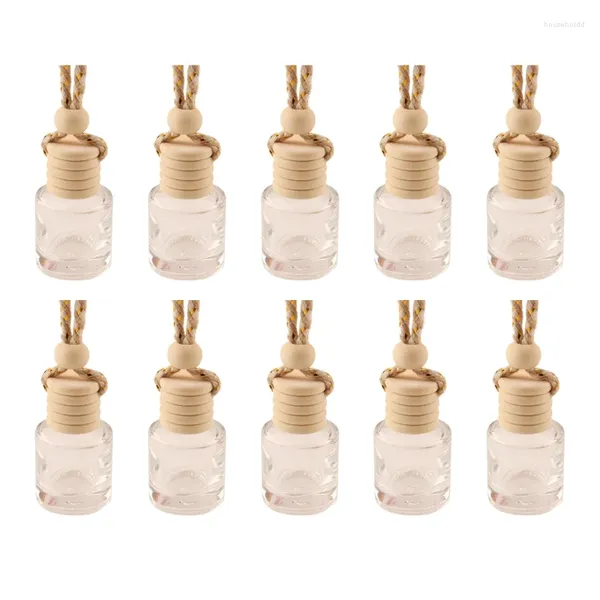 Garrafas 10pcs carro pendurado garrafa de vidro vazio perfume aromaterapia dispensador recarregável óleos essenciais difusor ar fresco pingente