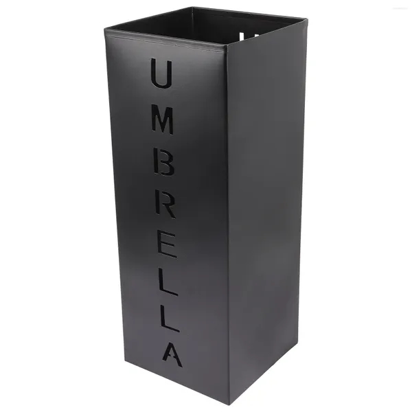 Ombrelli Portaombrelli da esterno Scaffale quadrato per secchiello Supporto durevole Pressa per stoccaggio 42X16CM Nero in ferro battuto Sala per la casa Aula