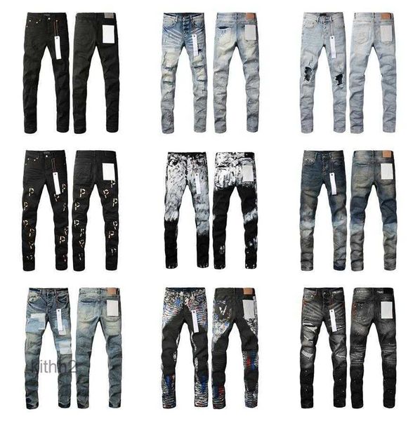 Hot Jeans da uomo Designer Pantaloni lunghi impilati Ksubi Strappato High Street b r a n d Patch Hole Denim Straight Moda Streetwear Silm GU3N 1J5W PPHZ