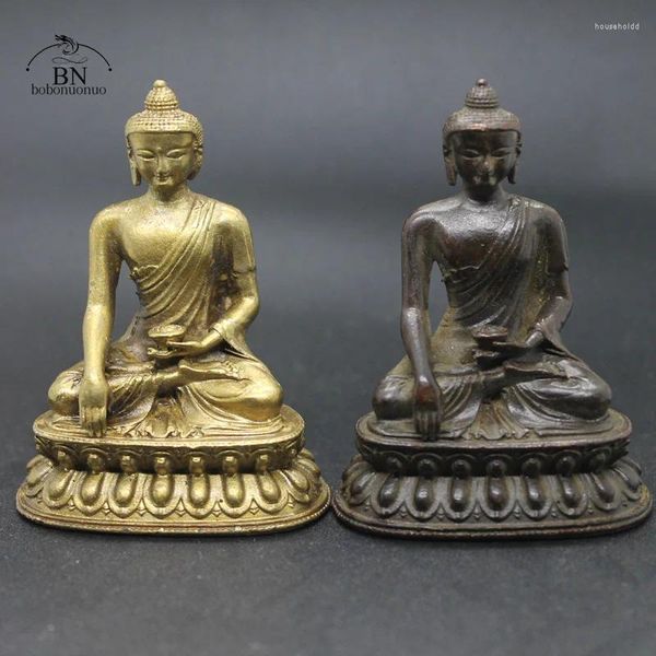 Dekorative Figuren, antikes Kupfer, Medizin-Buddha, kleine Statue, Desktop-Ornamente, Buddhismus, Bhaisajyaguru, Heimdekoration für Wohnzimmer