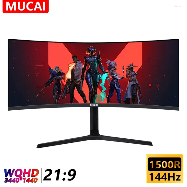 Zoll-Monitor 144 Hz MVA WQHD Desktop Wide Display 21:9 LED Gamer Computer-Bildschirm 1500R gebogen DP/3440 1440