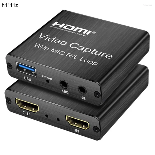 Cavi per computer Scheda di acquisizione video 4K HDMI Scheda di acquisizione video 1080p Dispositivo di registrazione USB 2.0 per registrazione in streaming live Loop Out