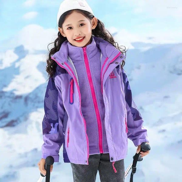 Casaco para baixo meninas roupas de esqui inverno espessamento jaqueta esportiva das crianças roupas quentes primavera tz121