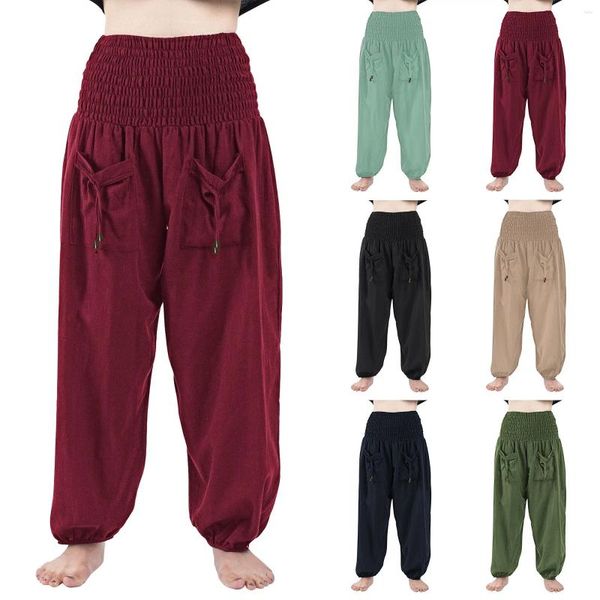 Calças femininas largas calças de carga cintura baixa jogging bottoms faixa streetwear perna larga elástica casual solto