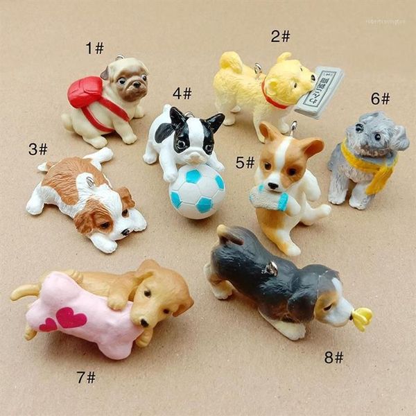 Encantos 30-50mm moda artesanato animal jóias resina 3d cão de estimação filhote de cachorro para chaveiro fazendo pingentes pendurado artesanal diy material1283d