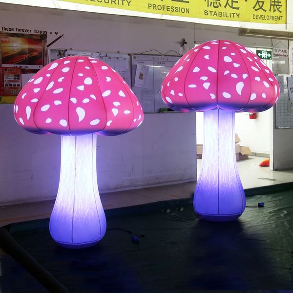 wholesale Freistehender riesiger aufblasbarer LED-Pilz mit geradem, gebogenem Pflanzenmodell, Outdoor-Party-Dekoration mit vollständigem Druckmaterial mit