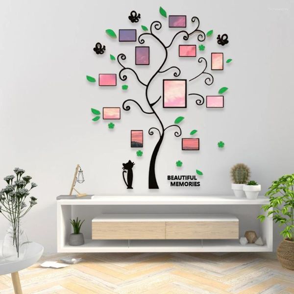 Wandaufkleber DIY Poster Aufkleber Aufkleber 3D Stammbaum Acryl PO Spiegel Tapete Kinderzimmer Home Decor