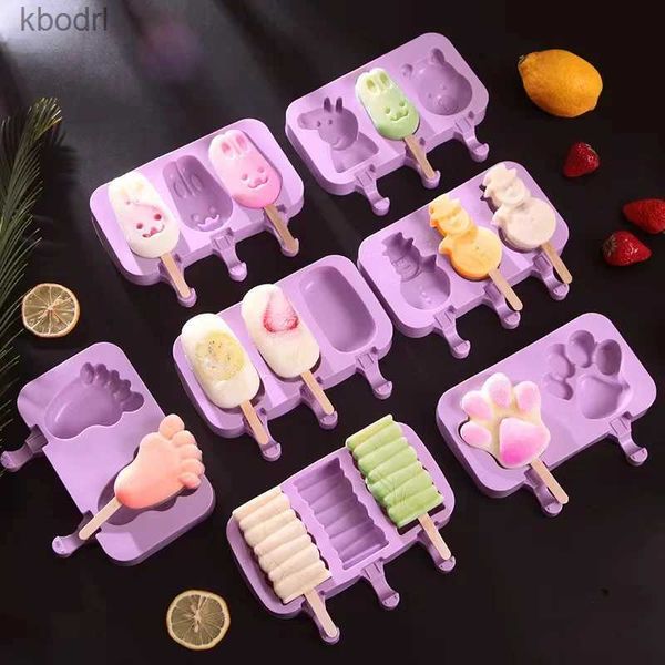 Dondurma aletleri sevimli karikatür dondurma silikon kalıp don küp tepe kawaii hayvan sorbet popsicle kalıpları set mutfak fırın araçları