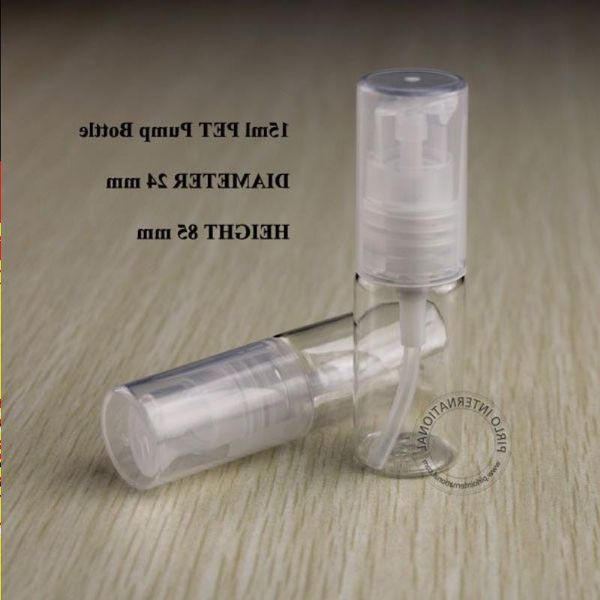 Garrafa plástica do pulverizador da bomba da loção do animal de estimação 15ml recipientes plásticos da emulsão do empacotamento cosmético com tampa transparente do pulverizador 50 pces ipeej