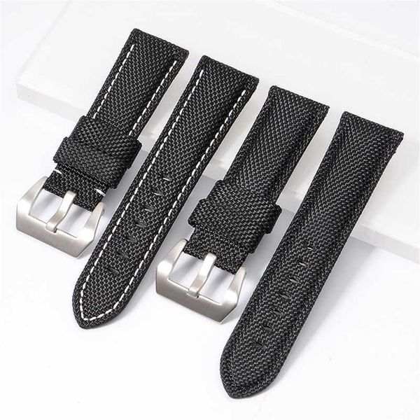 22mm 24mm 26mm Hohe Qualität Nylon Stoff Blau Schwarz Leinwand Uhrenarmbänder Für Pamerai Uhr Strap Band Männer der Armbanduhr Armband246w