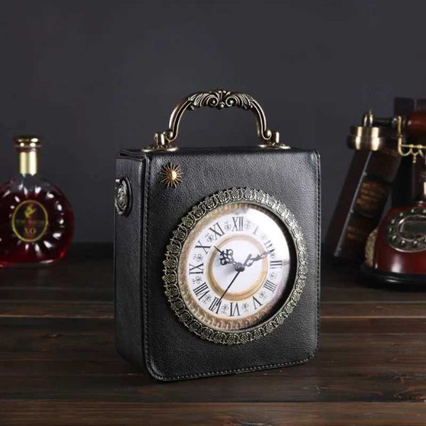 Abendtaschen 2024 Neue Retro Tragbare Messenger Bag Walking Clock Paket Kreative Uhr Tasche Kleine quadratische Tasche Stickerei Doppelbrot