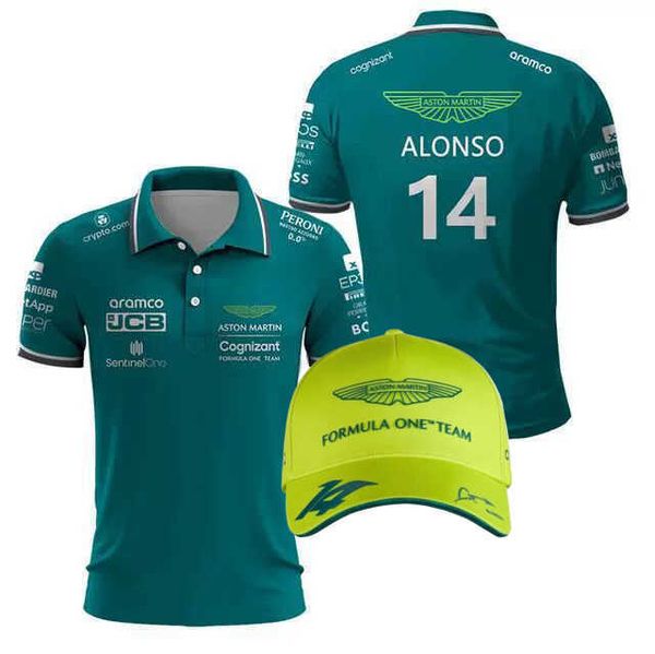 T-shirt da uomo della nuova stagione F1 Aston Martin Polo Spanish Racer Fernando magliette per uomo Abbigliamento di alta qualità può essere spedito Regala cappelli