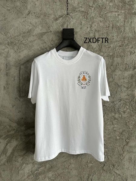 Homens camisetas ZXDFTR 2024SS Verão Homens Casual Tee Laranja Impresso Algodão Mangas Curtas