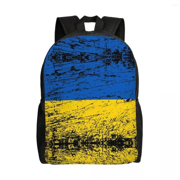 Backpack 3D Imprimir bandeira da Ucrânia Ucrânia para meninas Bolsas de viagem para meninos da faculdade Mulheres homens bookbag se encaixa no laptop de 15 polegadas