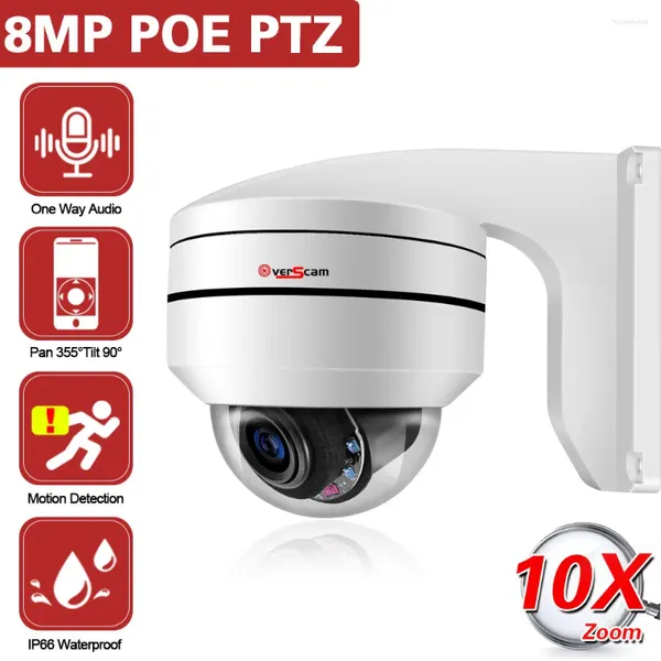 Weitwinkel-IP66-PTZ-Dome-IP-Kamera, POE, 10-facher optischer Zoom, Bewegungserkennung, Nachtsicht, IR, 90 m Audio, CCTV-Sicherheit, Hom