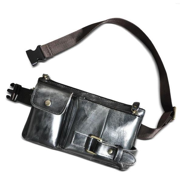 Bel çantaları retro kalın gerçek deri erkek kahve crossbody sling çanta tasarımı seyahat sigara kılıfı fany kemer erkek 8135s