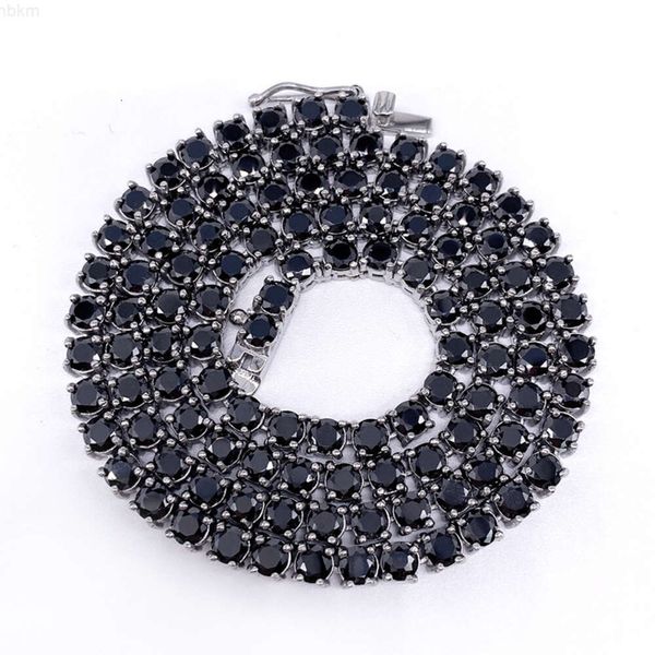 Blues Oem Schmuck Großhandel Hip Hop 4mm 6mm Schwarz Zirkon Edelstahl Tennis Kette Halskette für Party Schmuck