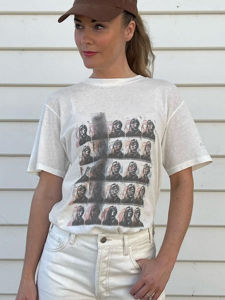 Estética foto gráfica camiseta feminina manga curta vinatge camisetas topos designer 2024 roupas de verão chique moda camiseta feminina