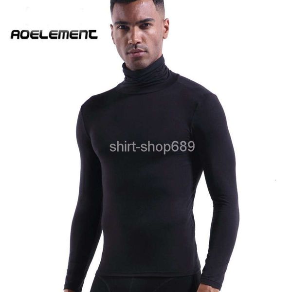 Roupa interior térmica dos homens de algodão elástico dos homens inverno gola alta roupas masculinas t camisa xxxl tamanho grande homem manga longa undershirt