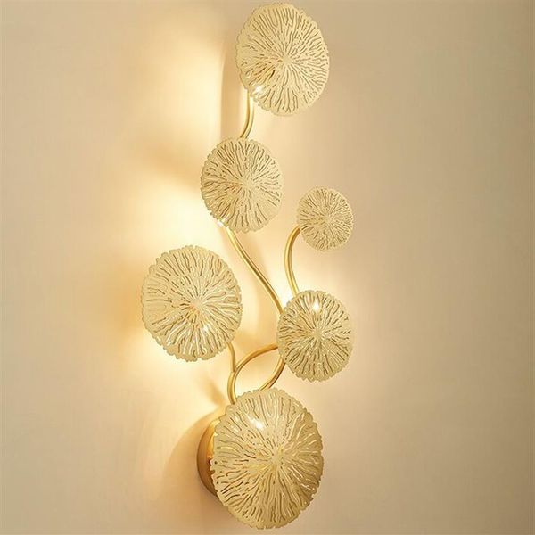 Настенный светильник для украшения гостиной в помещении со светодиодными лампами G4, прикроватное освещение для спальни, светильники в форме листьев лотоса, настенное бра MYY156b