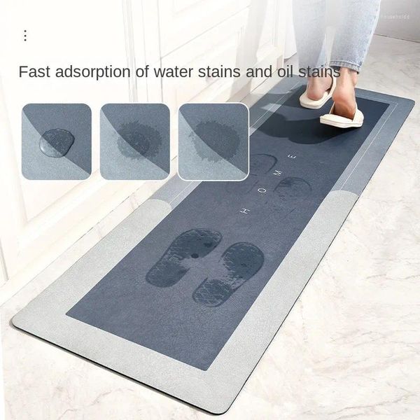 Tapetes Super Absorvente Almofada de Banho Anti-Slip Tapete Tapetes de Cozinha Wipeable Wash Long Strip Tapete Diatom Lama