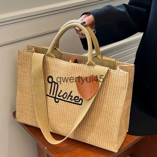 Umhängetaschen Frühling Vielseitige Einkaufstasche Für Frauen Luxus Designer andbags Und Geldbörse 2023 Neue Flachs ig Qualität Kapazität Casual Soulder Bagqwertyui45