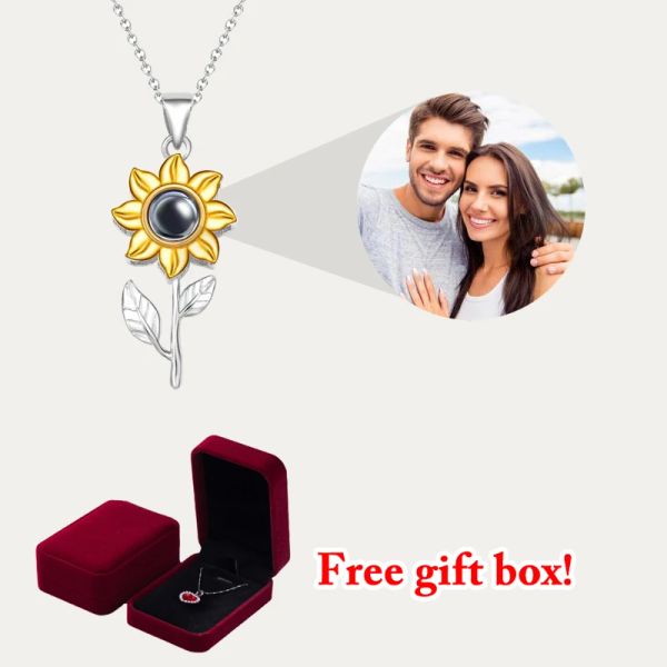 Halsketten S925 Sonnenblume Halskette Fotoprojektion Anhänger Schmuck für Freundin Bestes Geschenk 2022 Neue Mode Romantische Accessoires Kostenlose Box