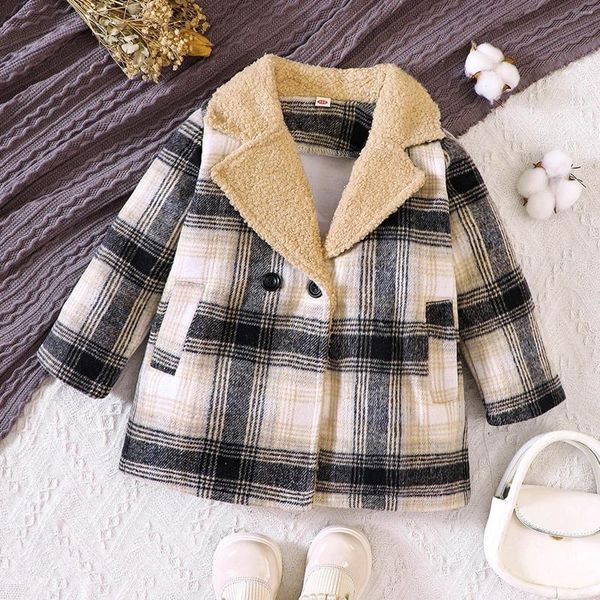 Jacken Kinder Anzug Mantel Kleinkind Mädchen Winter Winddicht Mäntel Jacke Warm Halten Fleece Plaid Oberbekleidung Tops Kleidung