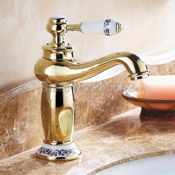 Rubinetti per lavandino del bagno Rubinetto classico monocomando stile retrò Rubinetti per lavabo oro Lavabo Lnf501