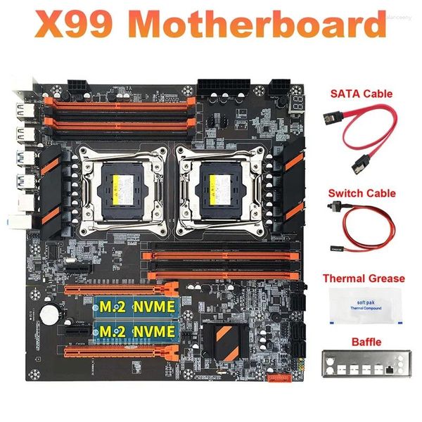 Motherboards X99 Dual CPU Motherboard SATA Kabel Schalter Schallwand Wärmeleitpaste LGA 2011 DDR4 Unterstützung 2011-V3