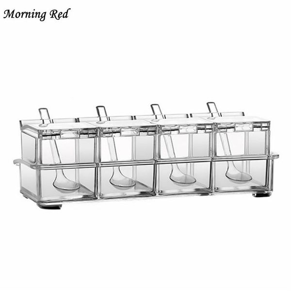 HD Transparent Gewürz Box Set Küche Gewürz Glas Utensilien Kochen Gadgets Gewürz Menage Flasche Gesunder Kunststoff für Home169b