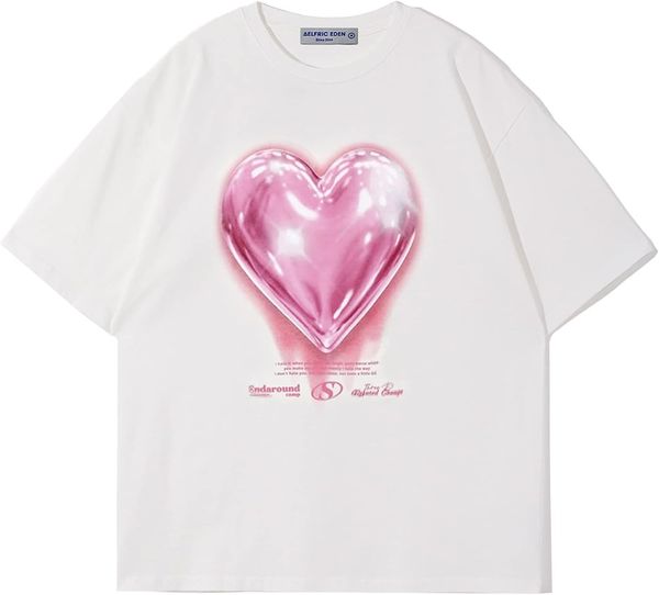 Aelfric Eden Herren Love Balloon Graphic Tees Sommer Kurzarm bedruckte Baumwoll-T-Shirts Casual Harajuku Tops