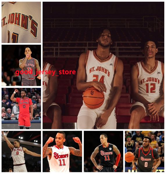 Custom costura St. Johns Red Storm Baskeball Jersey Mens Youth 2 Shamorie Ponds 20 Chris Mullin 30 LJ Figueroa 11 David Caraher 23 Justin Cole St. Johns Jerseys