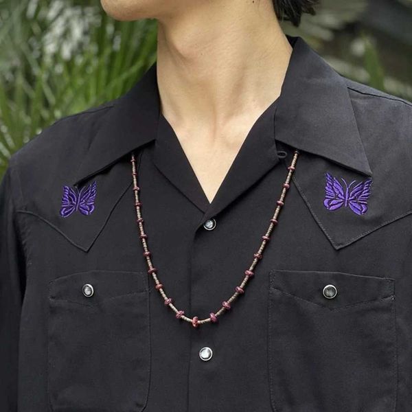 Camicie casual da uomo Rana drift Streetwear Marchio di moda Aghi Farfalla di alta qualità Ricamo Oversize Sciolto di lusso Top Camicia per uomo J240129