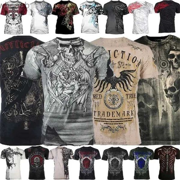 Homens camisetas Vintage camiseta para homens 3D impresso crânio gráficos t-shirt goth punk y2k roupas streetwear harajuku homens mulheres moletom tops 240130