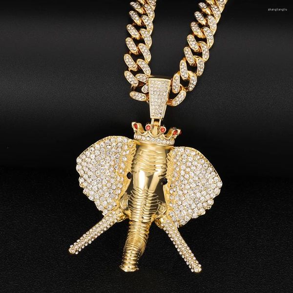 Colares Pingente Hip Hop Cubic Zirconia Pave Bling Iced Out Elefante Animal Colar Homens Mulheres Cool Rap Jóias Presente de Aniversário